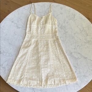 Luella Cream Eyelet Lace Mini Dress XS Fit Flare Sundress